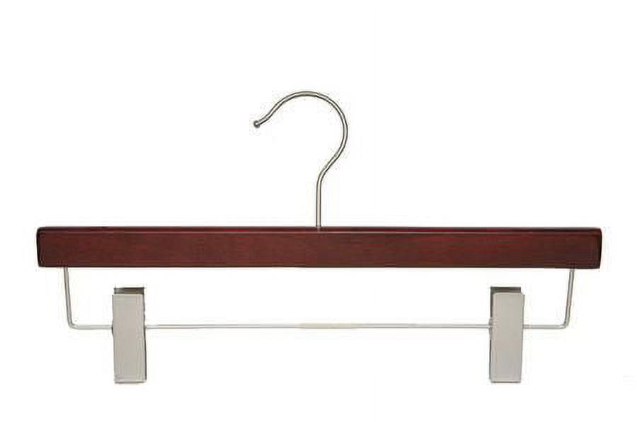 NAHANCO 14" Wooden Pant Hanger,Low Gloss Mahogany (Pack of 100)