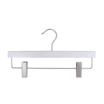 NAHANCO 14" Wooden Pant Hanger,Low Gloss Whitewash (Pack of 100)