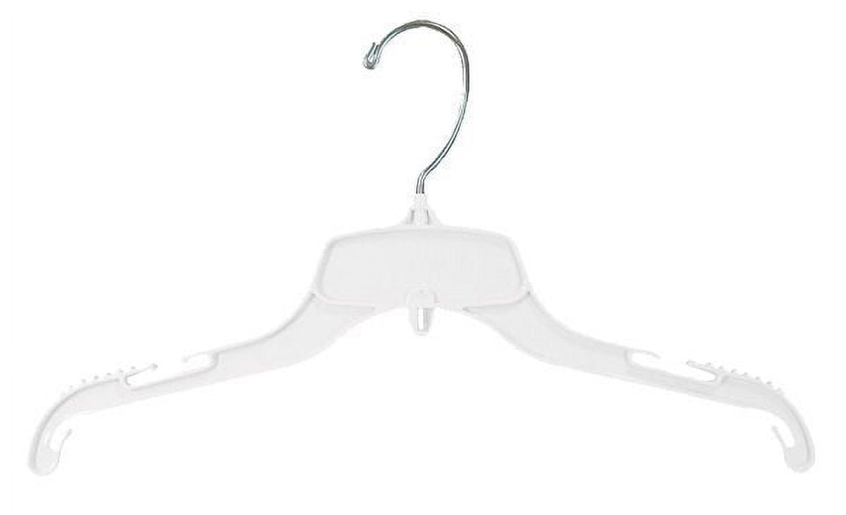 NAHANCO #14400 15" White Plastic Shirt Hangers with Molded Non-Slip Grippers