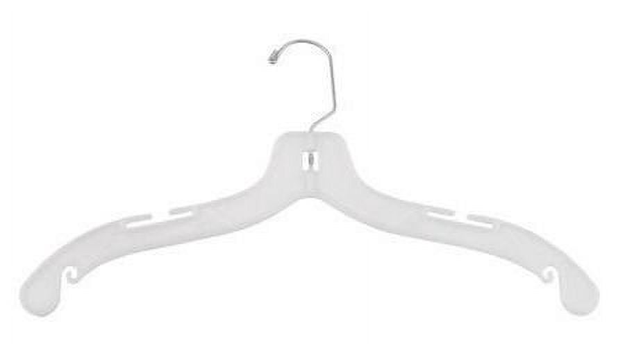 NAHANCO #1500 17" White Heavy Weight Plastic Shirt Hangers with Swivel Hook (Pack of 100)