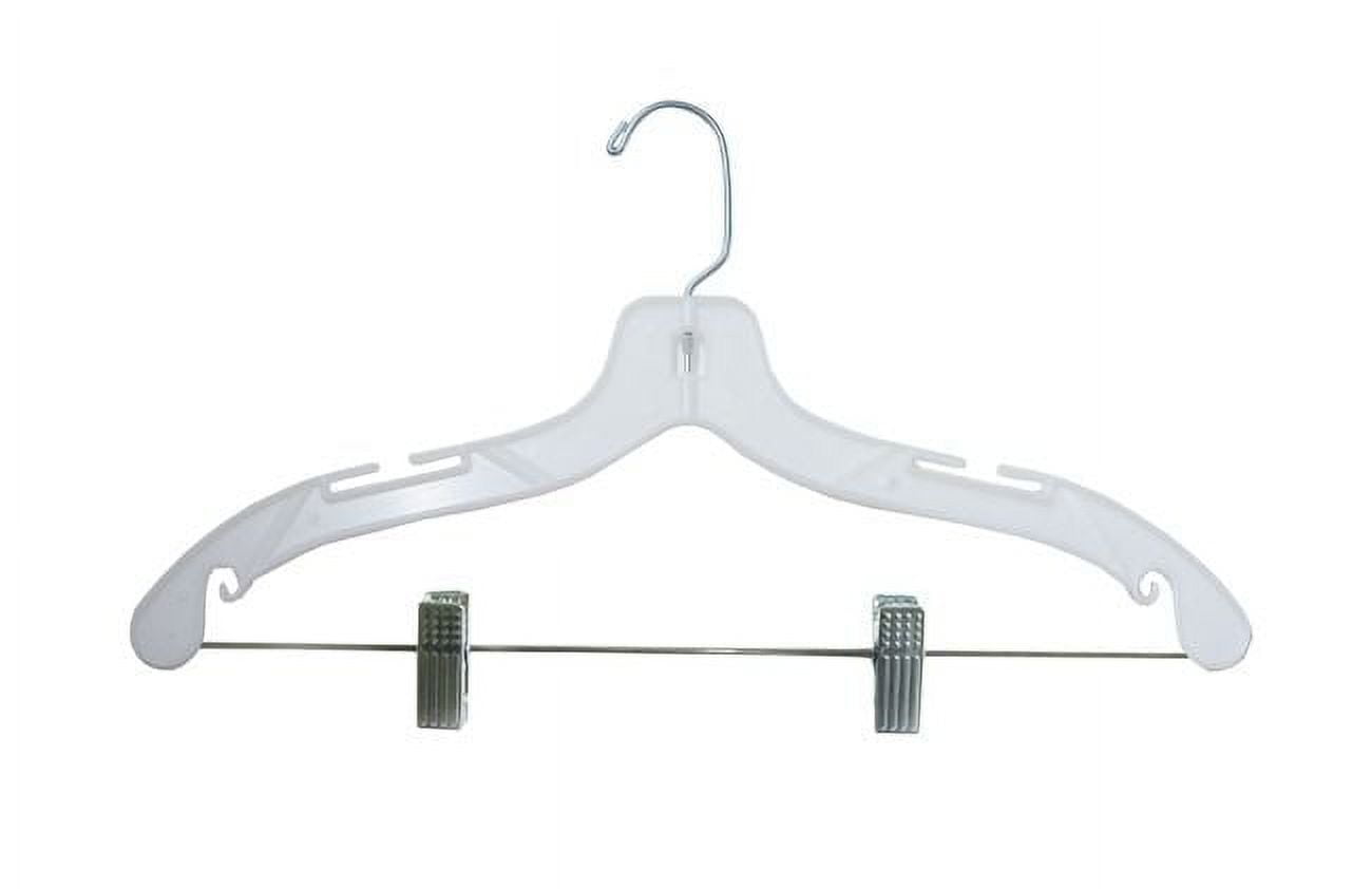 NAHANCO 1500RC 17" White Plastic Dress Hangers with Swivel Hook (Pack