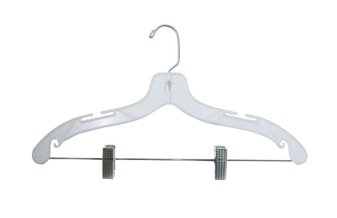 NAHANCO #1500RCHU 17" White Heavy Duty Plastic Suit Hangers with Metal Clips (Pack of 25)