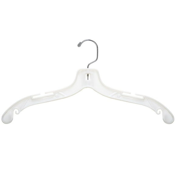 NAHANCO #1505 17" White Medium Weight Plastic Shirt Hangers (Pack of 100)