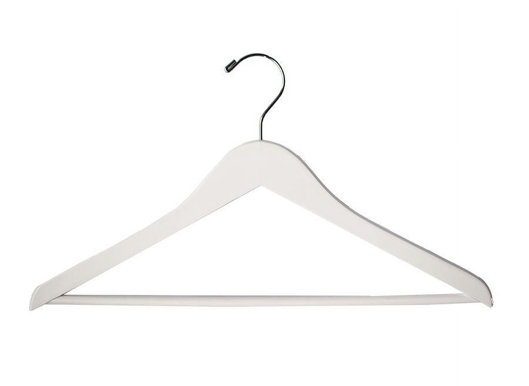NAHANCO 17” Flat Wooden Suit Hanger With Stationary Pant Bar, White Gloss - 20/CTN.