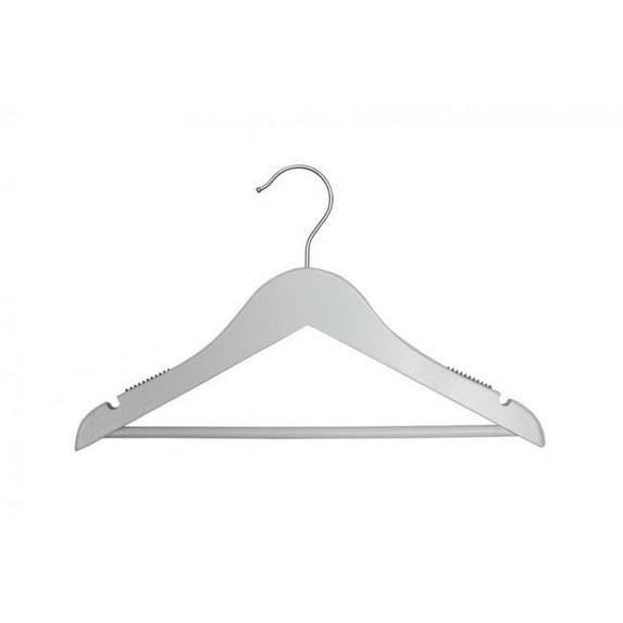 NAHANCO #20114WBHU 14" Low Gloss White Wooden Suit Hangers with Bar (Pack of 25)