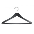 thumbnail image 1 of NAHANCO #20217WBHU 17" Low Gloss Black Wooden Suit Hangers with Bar (Pack of 25), 1 of 2