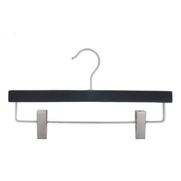 NAHANCO #20814RC 14" Black Rubberized Non-Slip Wooden Skirt/Pant Hangers (Pack of 100)