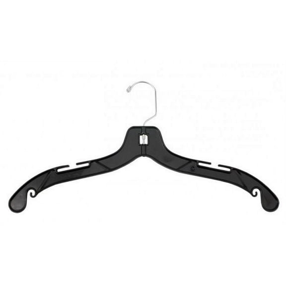 NAHANCO #2500 17" Black Heavy Weight Plastic Shirt Hangers (Pack of 100)