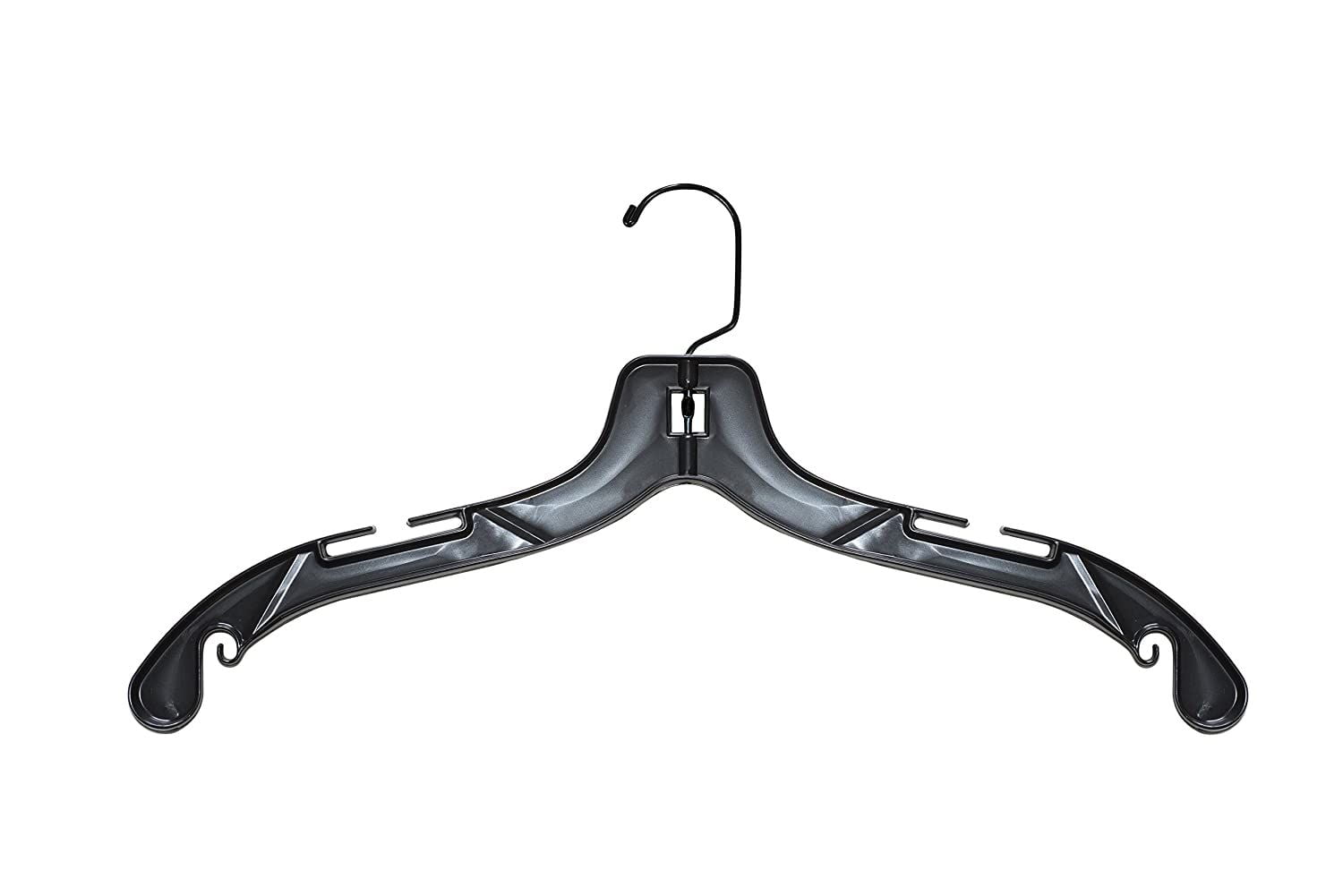 Black Heavy-Duty Plastic Hangers with Swivel Hook, 17" (Pack of 100)