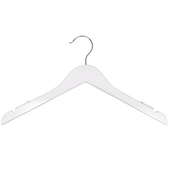 NAHANCO 25017 17" Wooden Shirt Hanger, High Gloss White (Pack of 100)