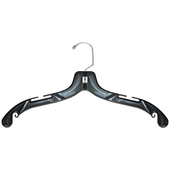 NAHANCO #2505 17" Black Middle Heavy Weight Plastic Shirt Hangers (Pack of 100)