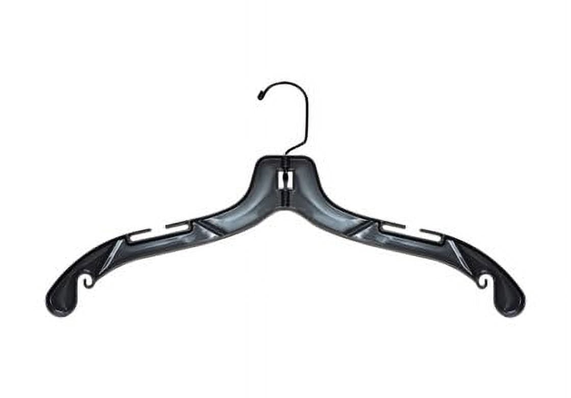 NAHANCO 100-Pack Of 17" Black Plastic Hangers With Swivel Hooks - For Shirts, Dresses, Blouses