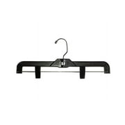 NAHANCO #2600PCBH 14" Black Heavy Weight Plastic Skirt/Pant Hangers with Black Hook (Pack of 100)