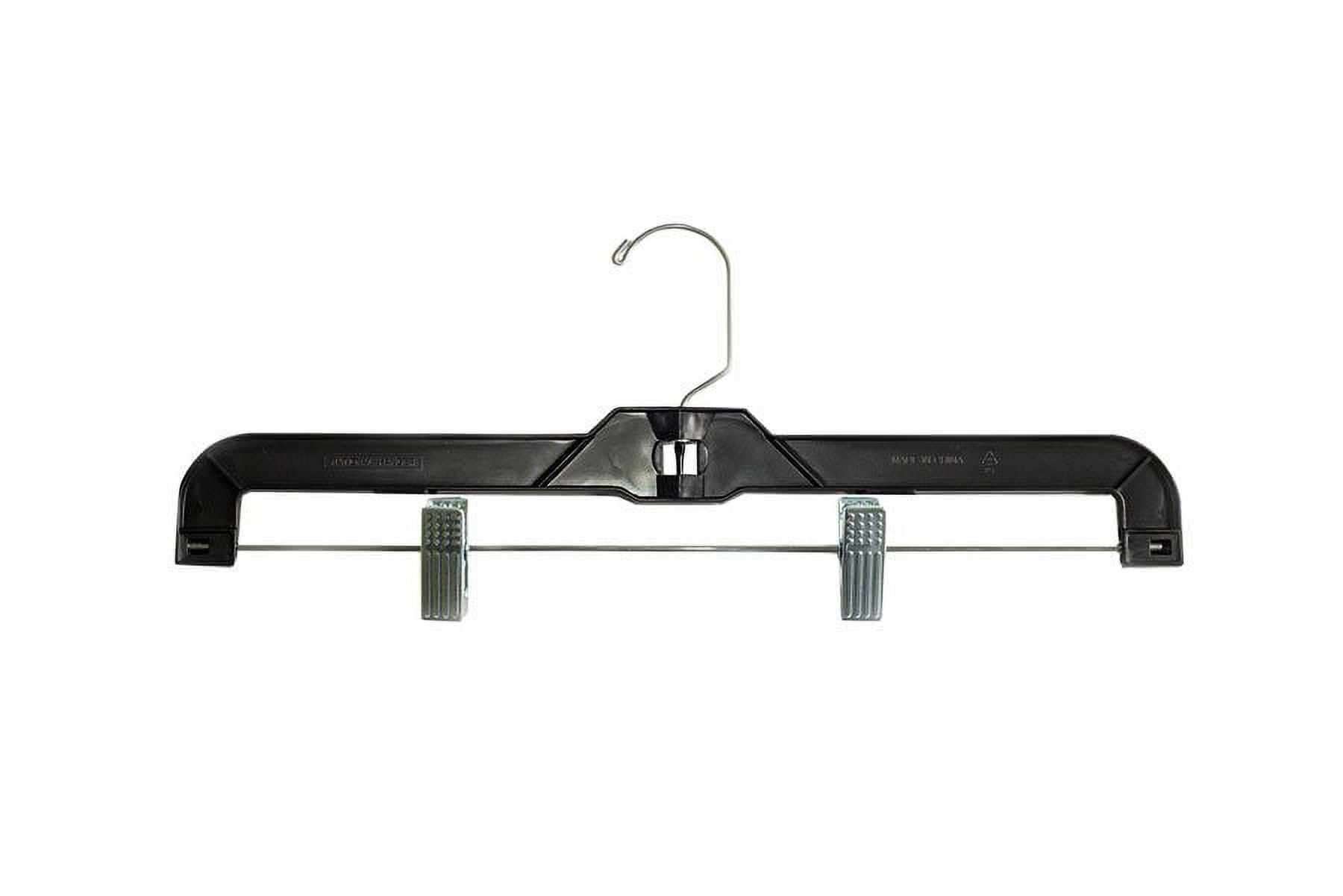 NAHANCO #2600RCLH 14"Black Heavy Weight Plastic Skirt/Pant Hangers With Long Hook and Chrome Clips (Pack of 100)
