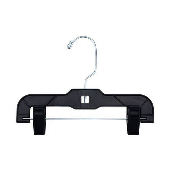 NAHANCO 2610PCLH Plastic Childrens, Baby Skirt Slack Hanger, Heavy Duty with Plastic Clips, Black (Pack of 100)