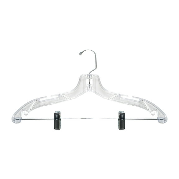 NAHANCO #500RC 17" Clear Heavy Weight Plastic Suit Hangers with Metal Clips (Pack of 100)