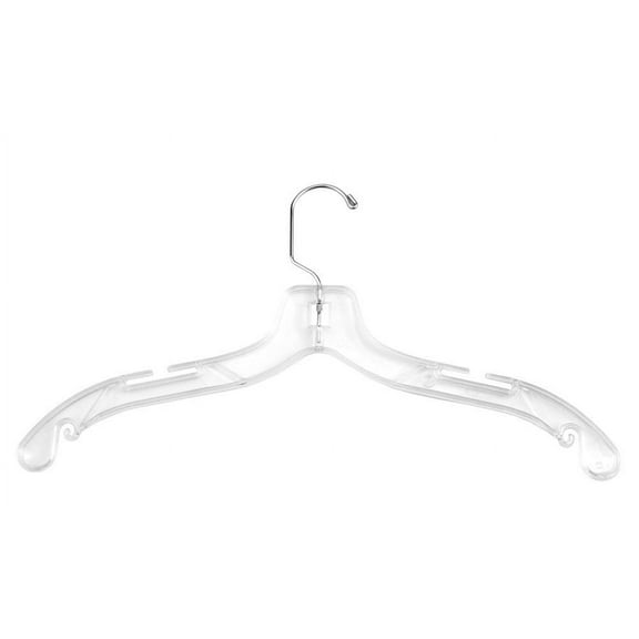 NAHANCO 505 Plastic Dress Hanger, Middle Heavy Weight, 17", Clear (Pack of 100)