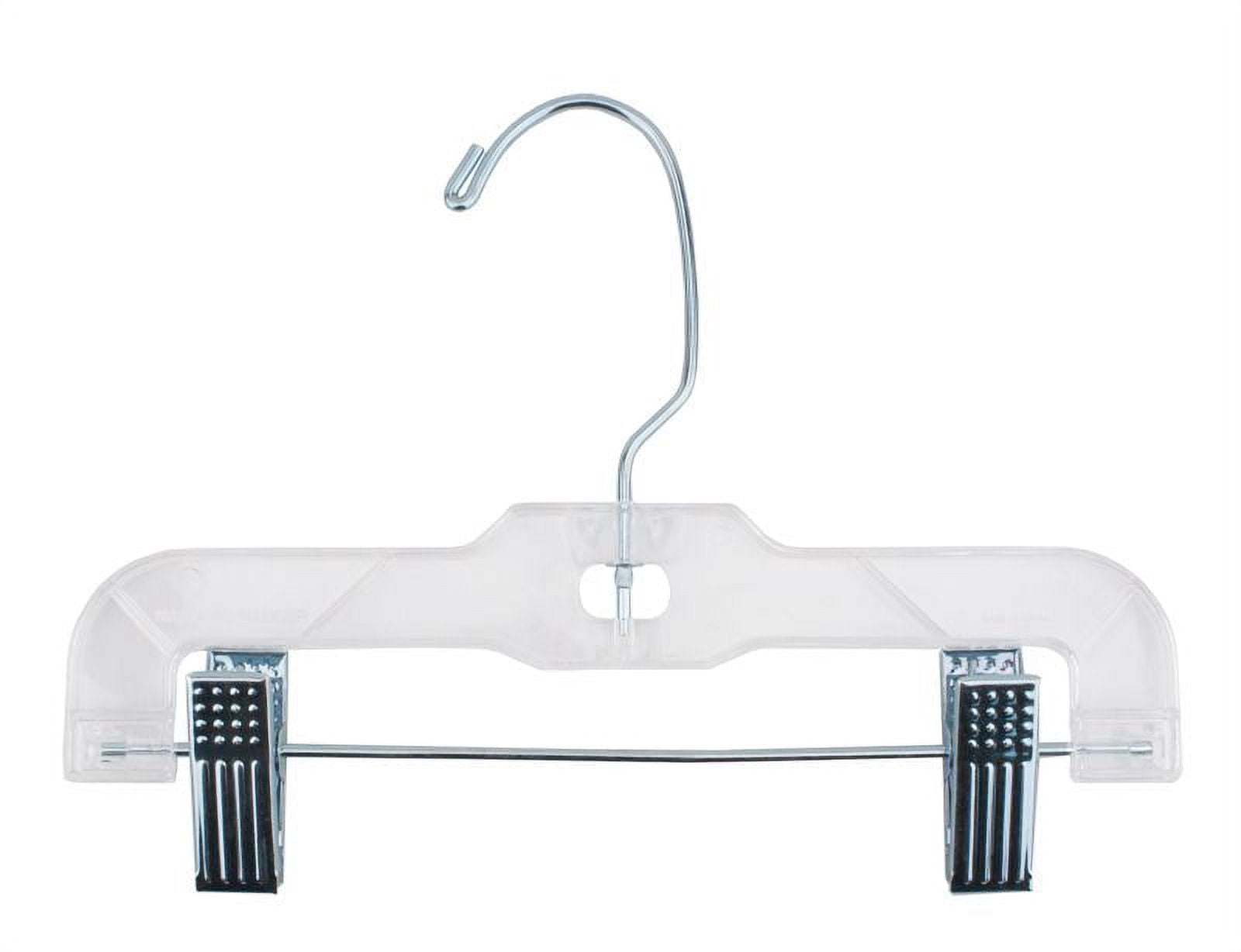 NAHANCO #610CRLH 10" Clear Super Heavy Weight Plastic Infant Hangers with Long Hook and Metal Clips (Pack of 100)