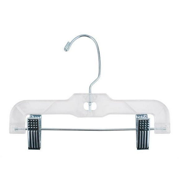 NAHANCO #610CRLH 10" Clear Super Heavy Weight Plastic Infant Hangers with Long Hook and Metal Clips (Pack of 100)