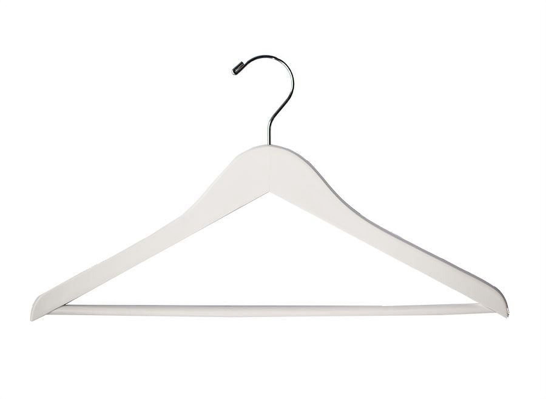 NAHANCO #8017W 17" White Gloss Flat Wooden Suit Hangers with Stationary Pant Bar (Pack of 100)