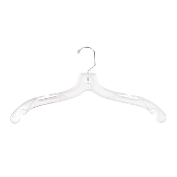 NAHANCO 900, Extra-Large Plastic Shirt/Dress Hanger, with Chrome Swivel Hook, Heavy Weight, 19", Clear (Pack of 100)