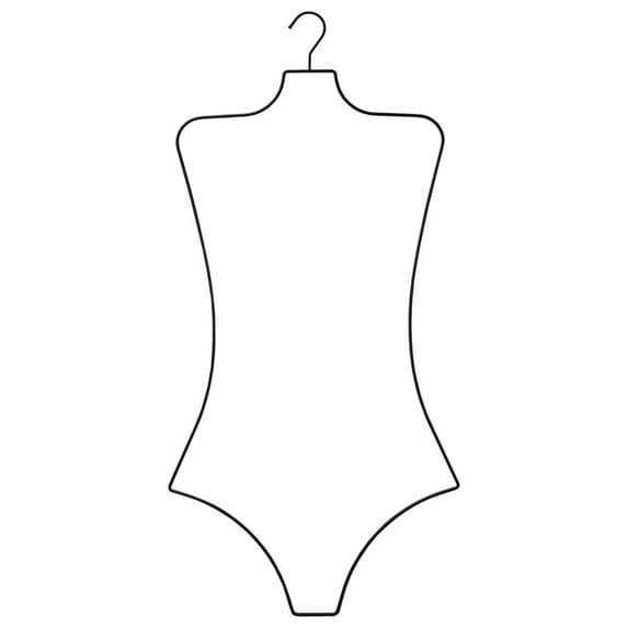 NAHANCO #BFWBR12 Black Rubberized Metal Ladies Body Shape Swimsuit/Lingerie Hangers (Pack of 12)