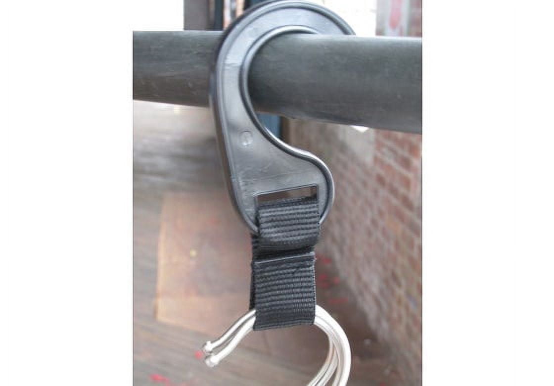 NAHANCO Heavy duty hook with nylon strap for clothes hanger management in backroom/stockroom, 5 1/4", Black - 100/CTN