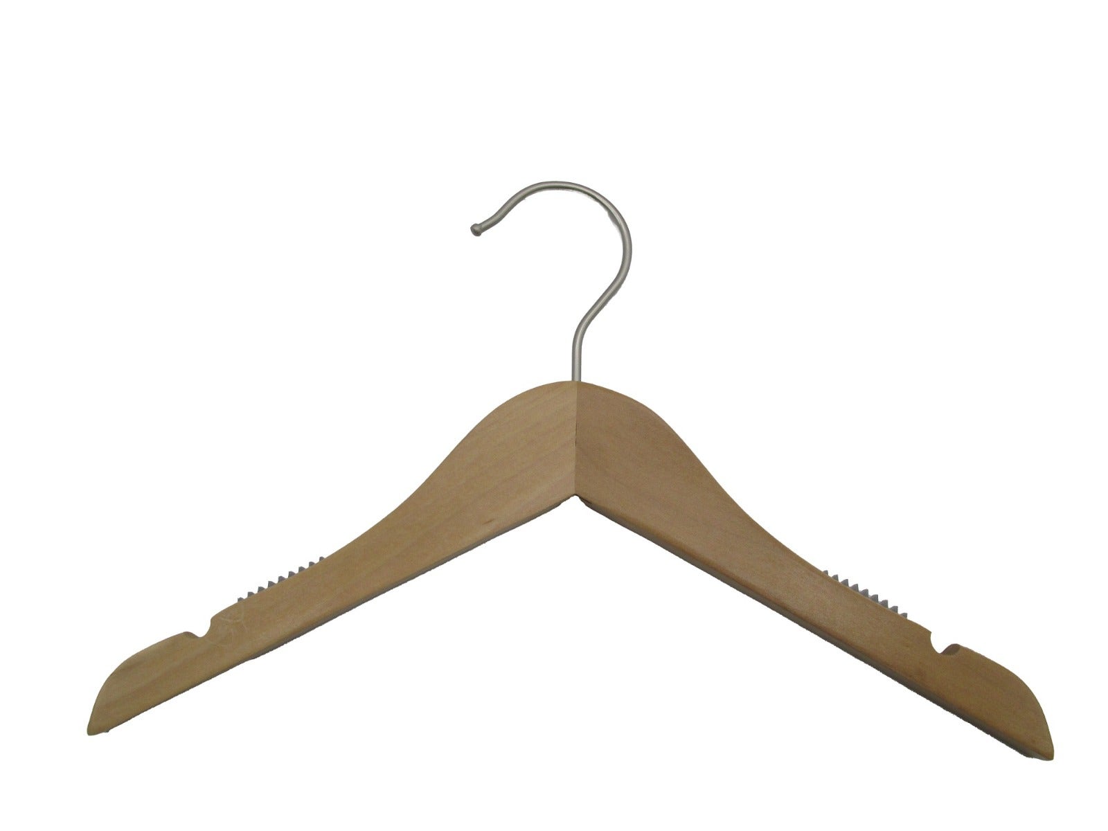 NAHANCO Kid's Wooden Shirt Hanger, 12" - Low Gloss Natural, 100/CTN