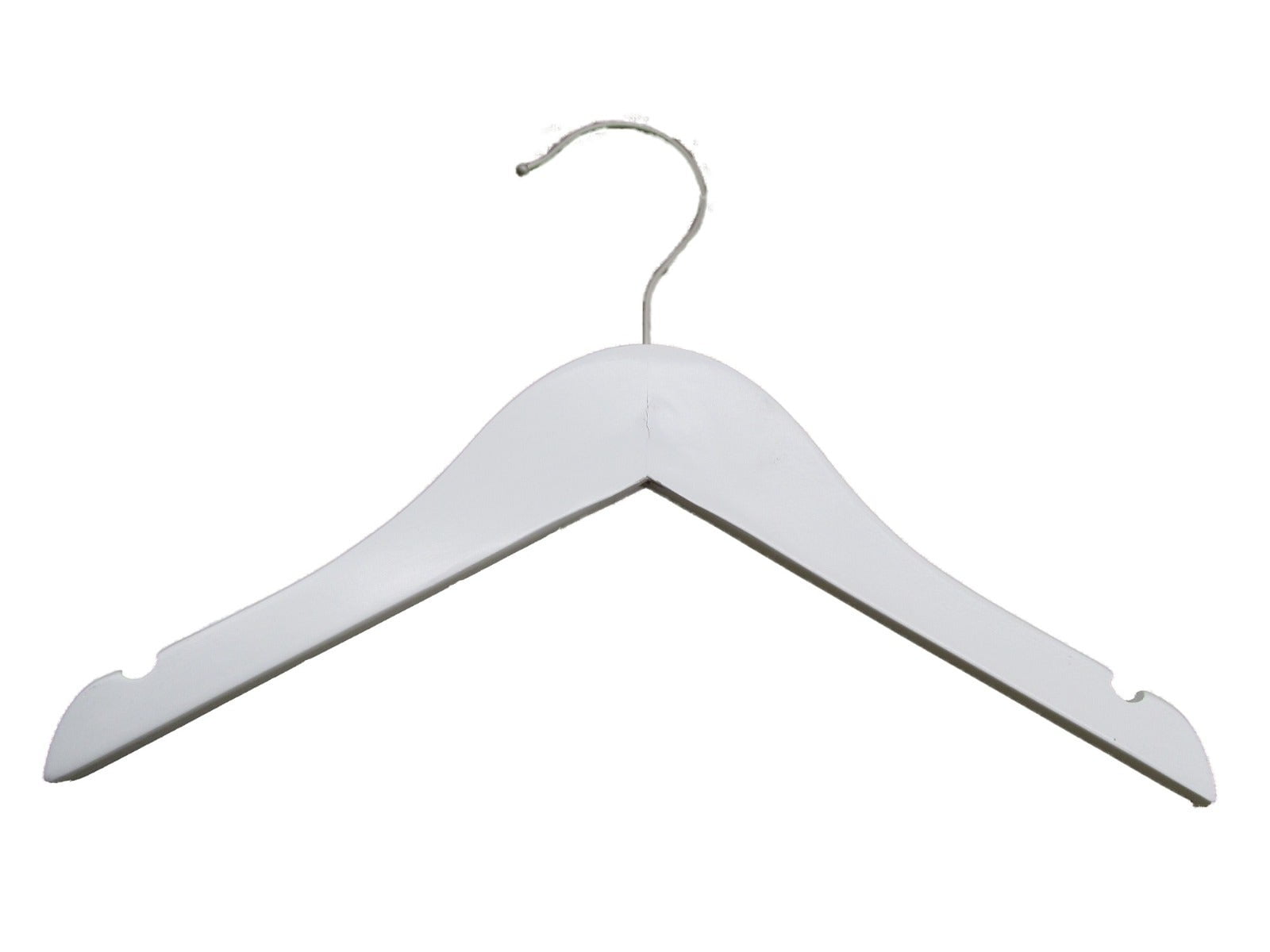 NAHANCO Kid's Wooden Shirt Hanger, 12" - Low Gloss White, 100/CTN
