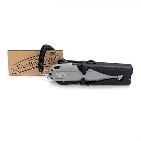 Modern Box Cutter, auto retract, blade vanishing technology, extra tape cutter at back, dual side edge guide, 3 blade depth setting, 2 blades and - Grey Color 4000