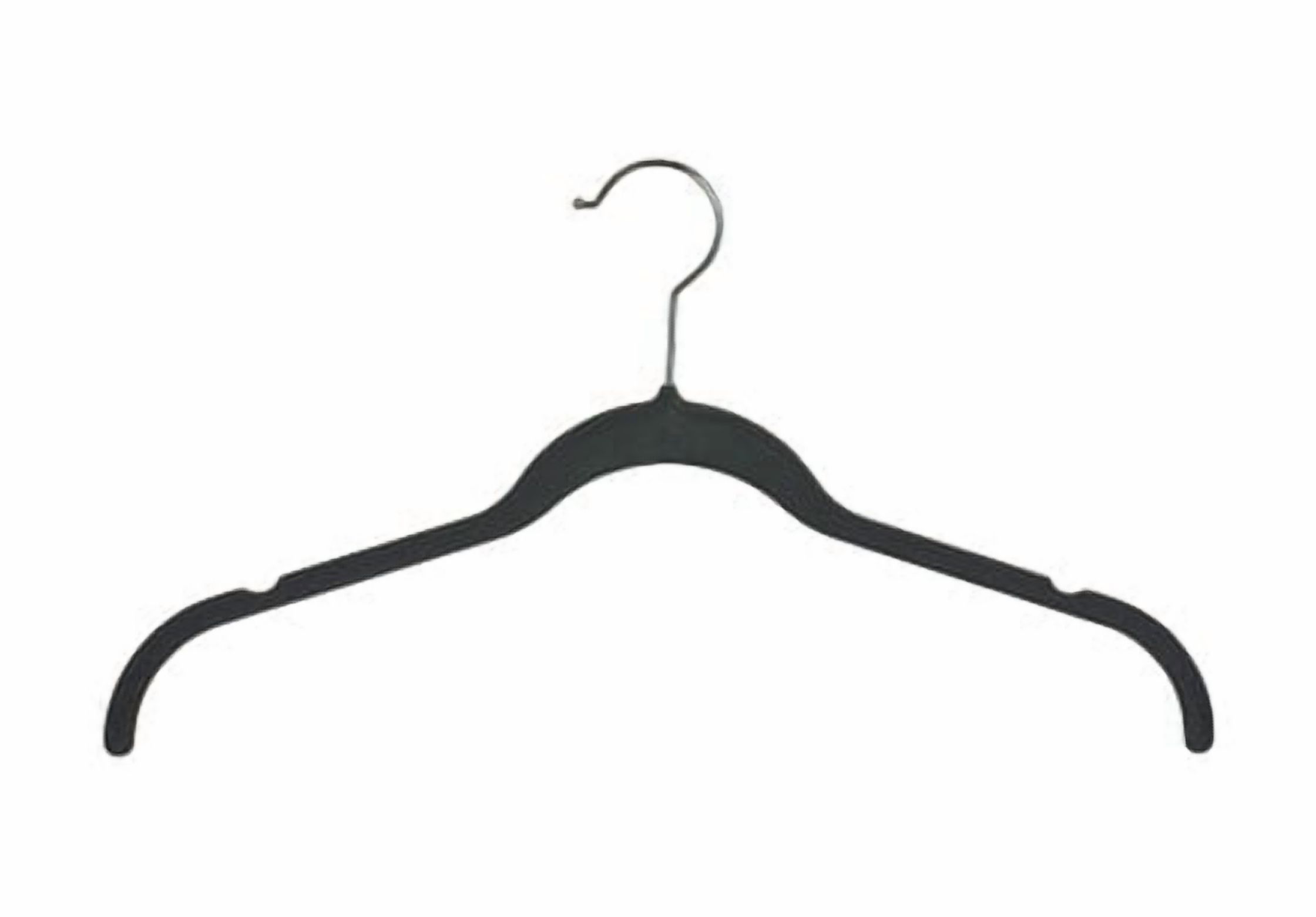 NAHANCO Slimline Velvet Shirt Hangers w/Notches, Black
