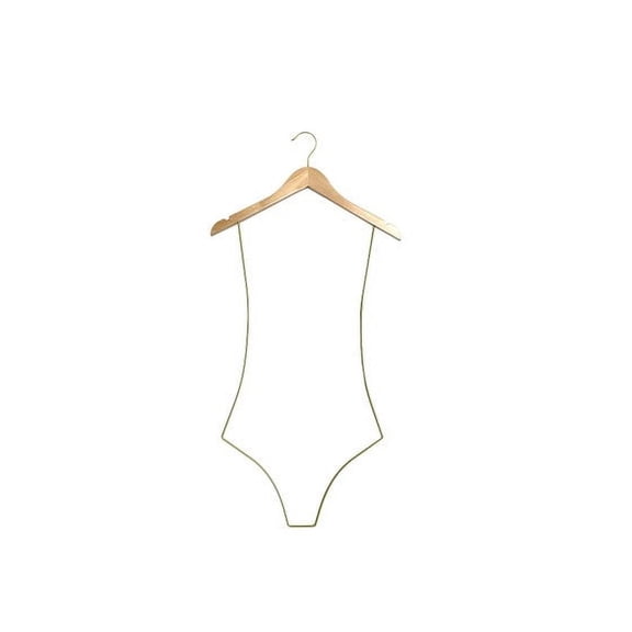 NAHANCO Wooden Body Shape Display Hanger, Natural W/Brushed Chrome Hardware.