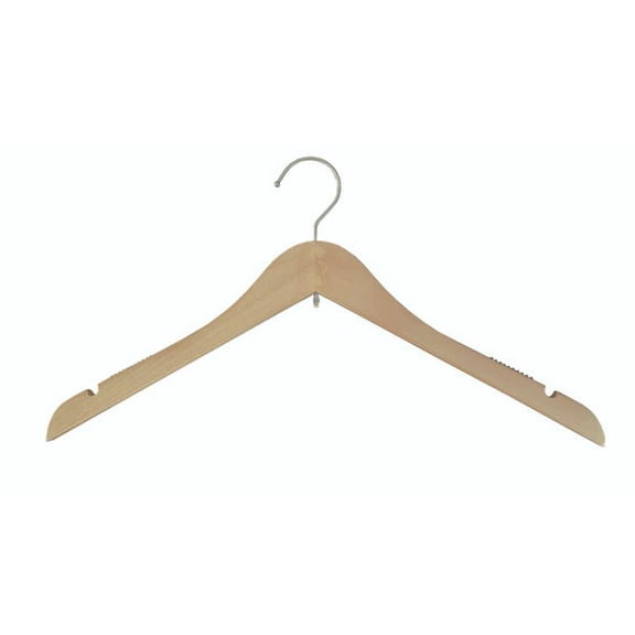 NAHANCO Wooden Bridal Reinforced Shirt Hanger, 17" - Low Gloss Natural /25 Count.