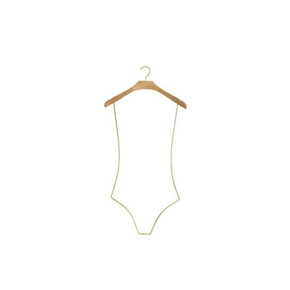 NAHANCO Wooden Concave Body Shape Display Hanger, Natural With Gold.