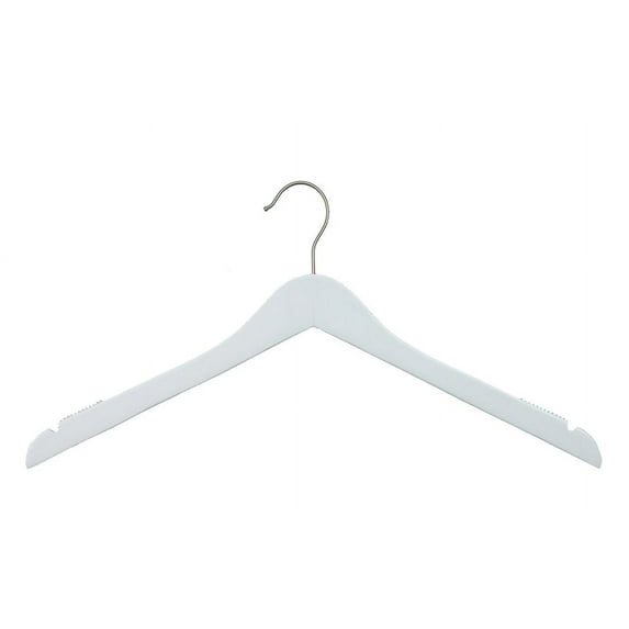 NAHANCO Wooden Shirt Hanger, 17" - Low Gloss White, 25/CTN