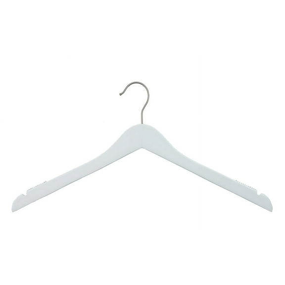 NAHANCO Wooden Shirt Hanger, 17" - Low Gloss White, 25/CTN