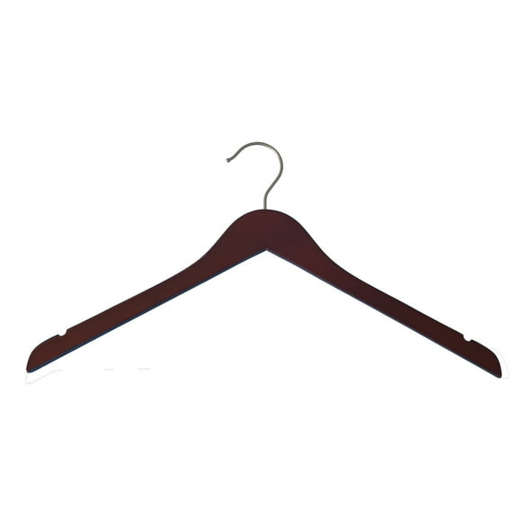 NAHANCO Wooden Shirt Hanger, 19" - Low Gloss Mahogany, 100/CTN