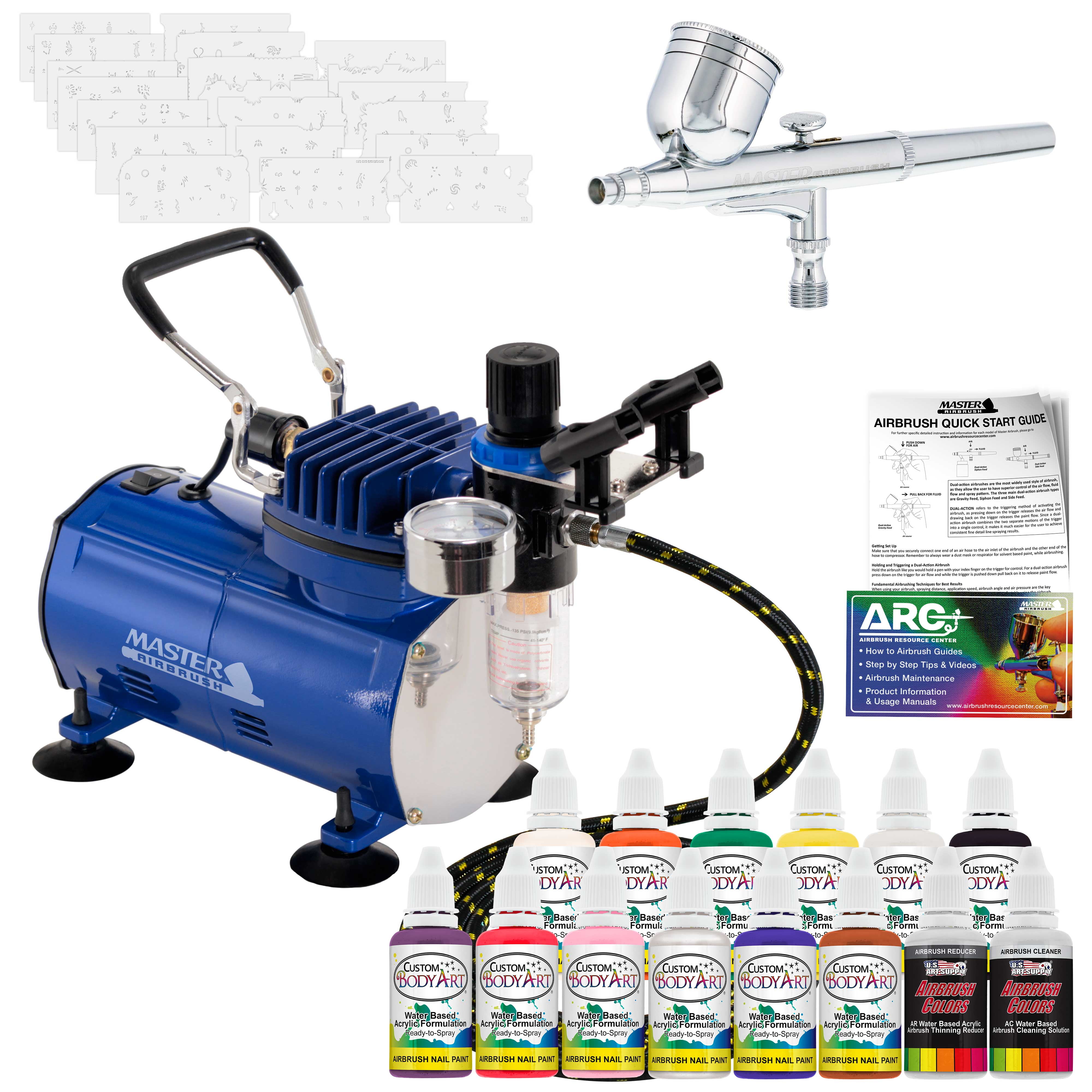 NAIL ART AIRBRUSH SYSTEM KIT Air Compressor Paint Color Set, 300