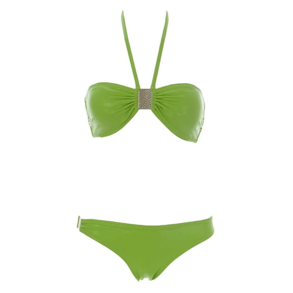 NAILA Women's Agra Bandeau Bikini Set Sz Extra Small Green