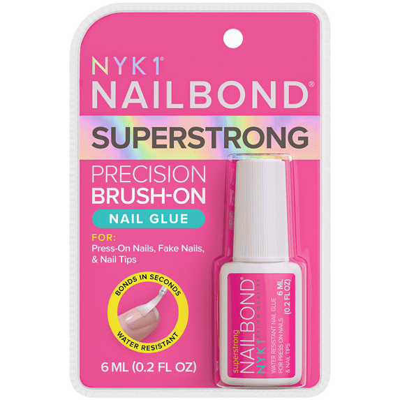 NYK1 NailBond Super Strong Brush-On Nail Glue for Press-Ons, Tips, & Fake Nails 6ml/0.2 fl oz