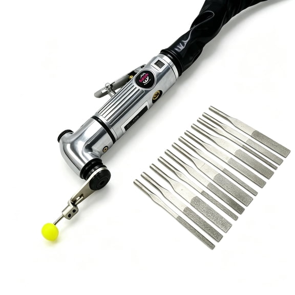 NAILMATEWL 90 Angle Pneumatic Air File Reciprocating Sander with 3mm Shank Diamond Files, Oscillating Air Tool for Mold Polishing, Deburring, Metal Working