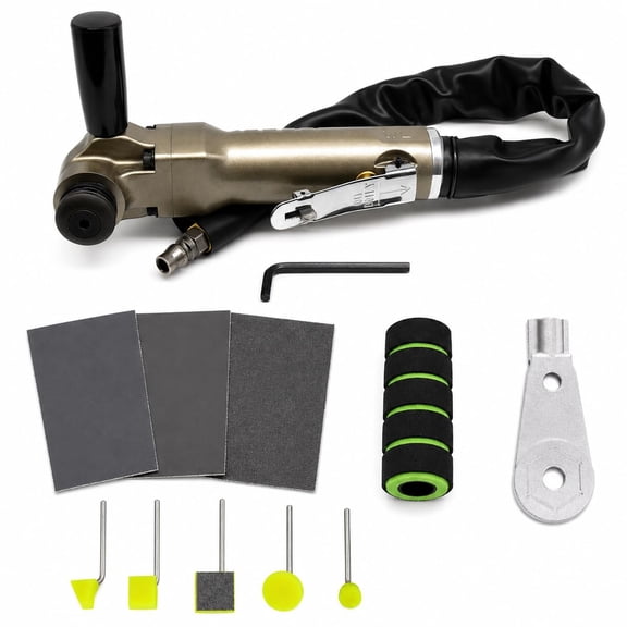 NAILMATEWL High-Speed Oscillating Air Grinder Sander, Pneumatic Reciprocating Air File Sander with 3 A4 Sandpaper & 5 Rubber Polishing Heads for Metal Polishing CNC Texture Removal