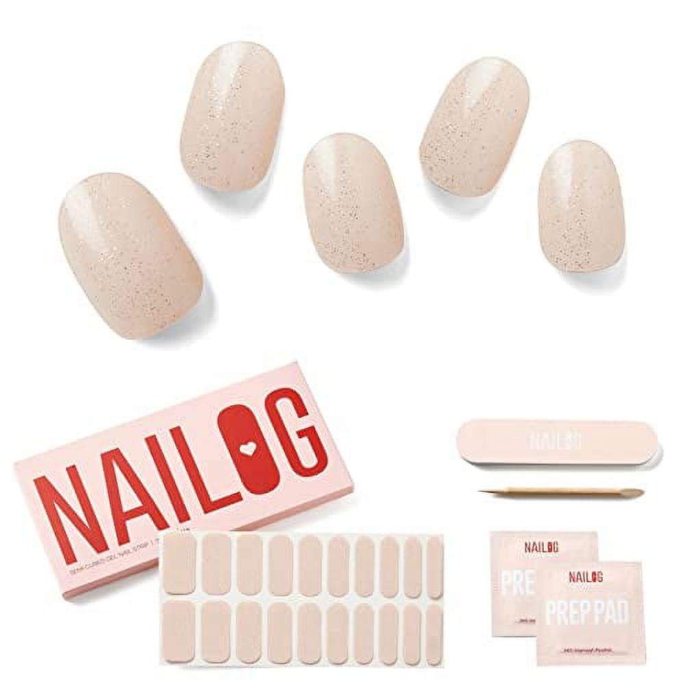 NAILOG Gel Nail Polish Strips, 20 Extra Long Semi Cured Nail Strickers