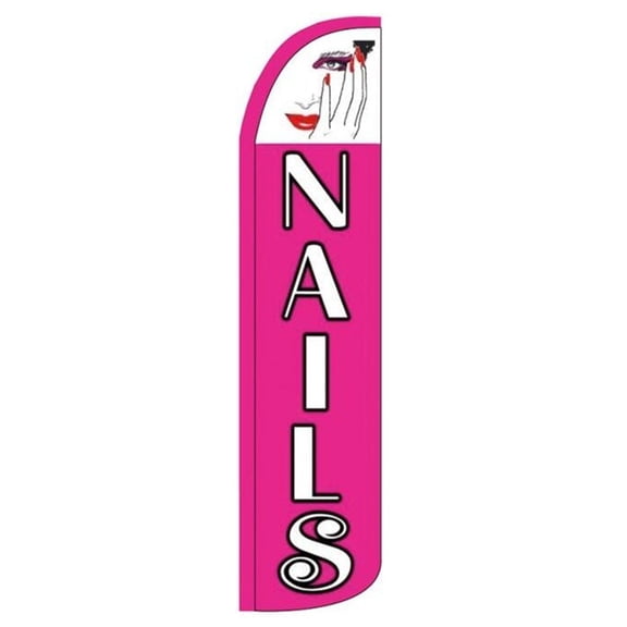 NAILS (PINK) Windless Flag (Hardware Not Included) |Advertisement /Business Flags | Feather Flag |