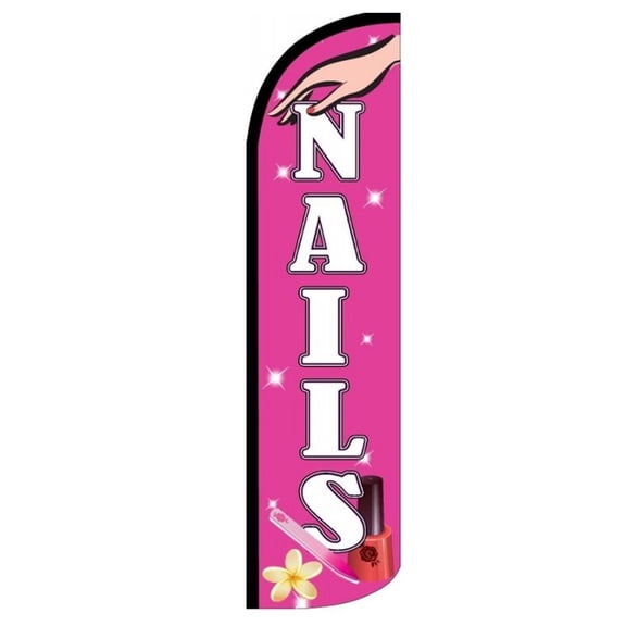 NAILS Windless Flag (Hardware Not Included) |Advertisement /Business Flags | Feather Flag |