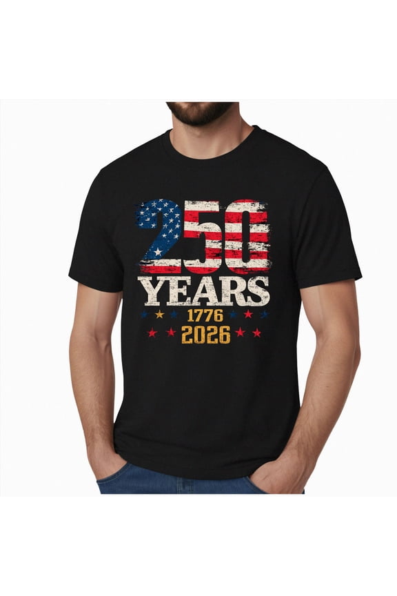 250 Anniversary USA Shirt Mens American Flag T Shirt Crewneck Pullover Short Sleeve Patriotic Tops (S, Black)