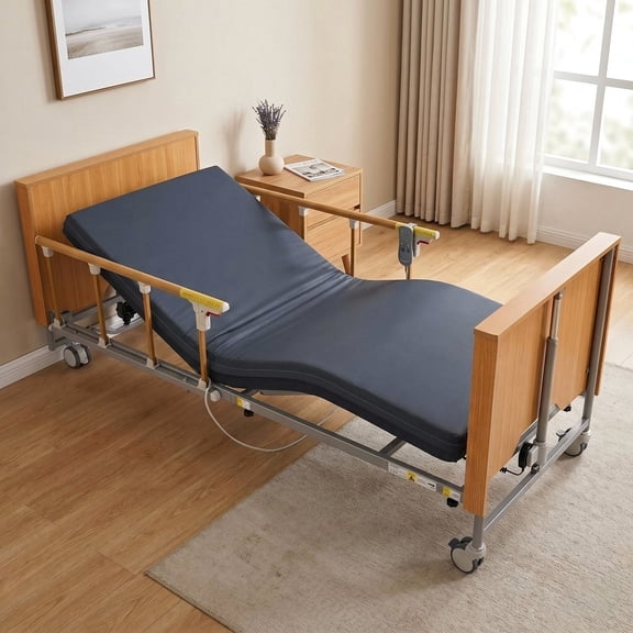 MaxKare 5 Functions Electric Medical Bed for Home Use for Seniors, Electric Hospital Bed with Movable Mattress, 500 lbs Capacity