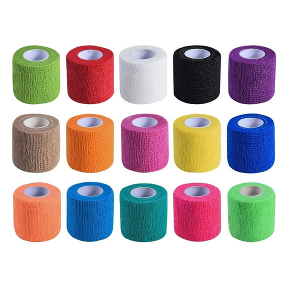 NAISHIER 15 Pack 2 Inch x 5 Yards Self Adhesive Bandage, Breathable Cohesive Bandage Wrap Rolls Elastic Self-Adherent Tape for Stretch Athletic, Sports, Wrist, Ankle