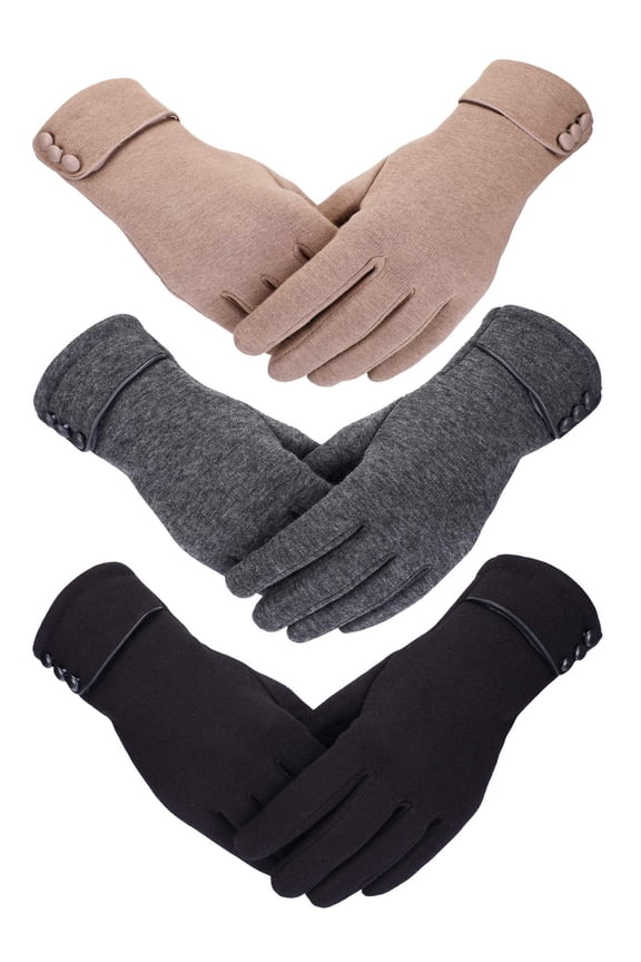 3 Pairs Womens Gloves Winter Touchscreen Texting Phone Windproof Gloves Warm Fleece Lined Cold Weather