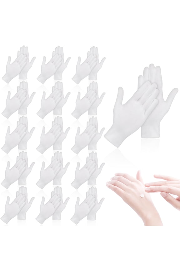 40 Pcs White Cotton Gloves for Dry Hands Sleeping, Men&Women Soft Sleep Gloves, Stretchable SPA Glove Costume for Coin Jewelry Inspection, Art handling